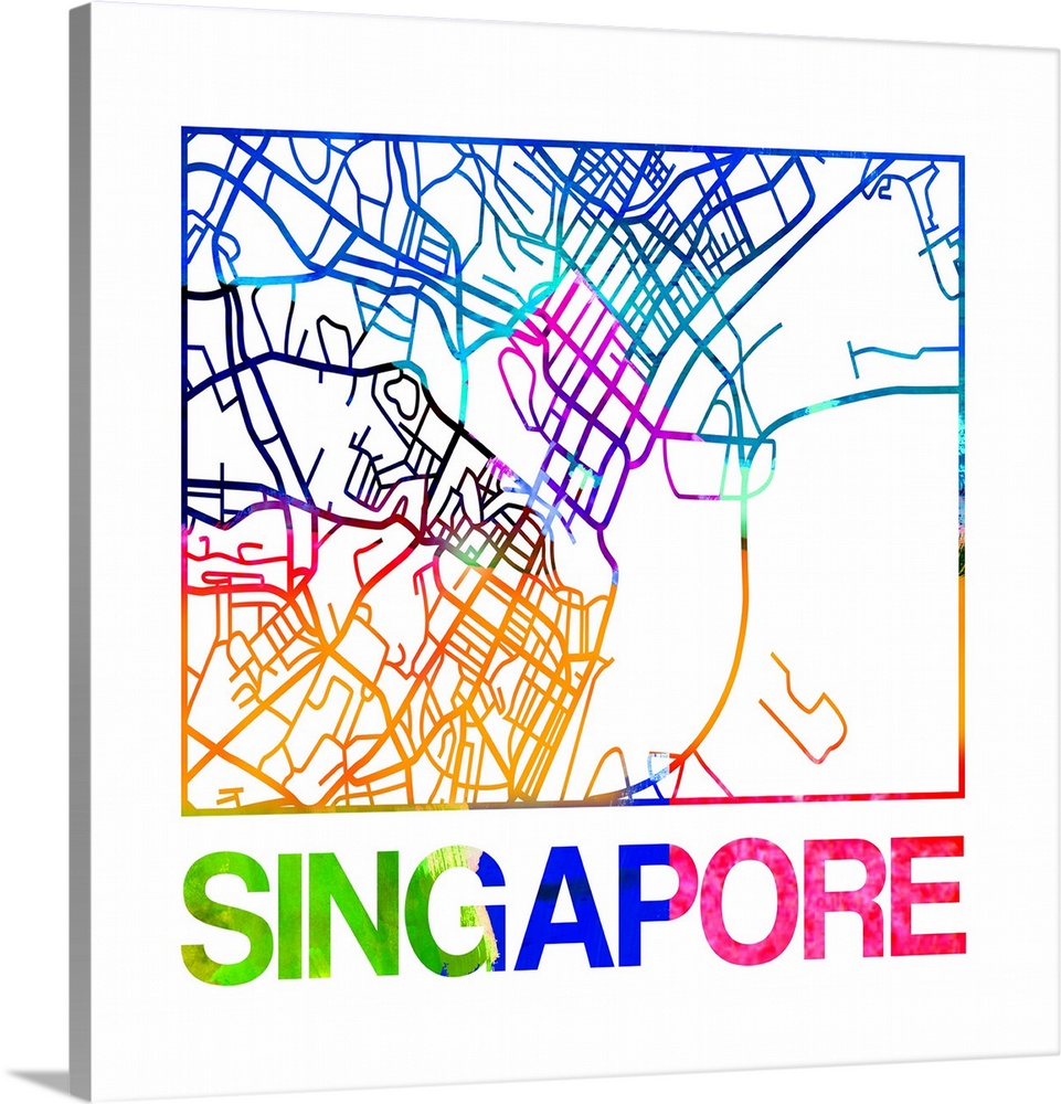 Colorful map of the streets of Singapore.