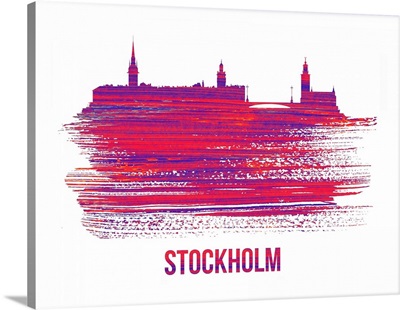 Stockholm Skyline Brush Stroke Red