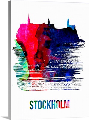Stockholm Skyline Brush Stroke Watercolor