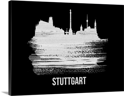 Stuttgart Skyline Brush Stroke White