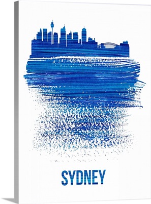 Sydney Skyline Brush Stroke Blue