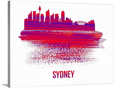 Sydney Skyline Brush Stroke Red