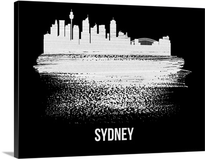 Sydney Skyline Brush Stroke White