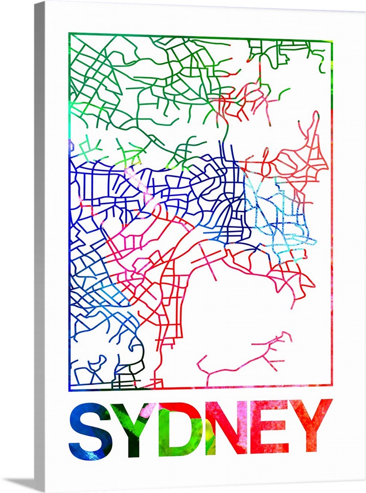 Colorful map of the streets of Sydney, Australia.