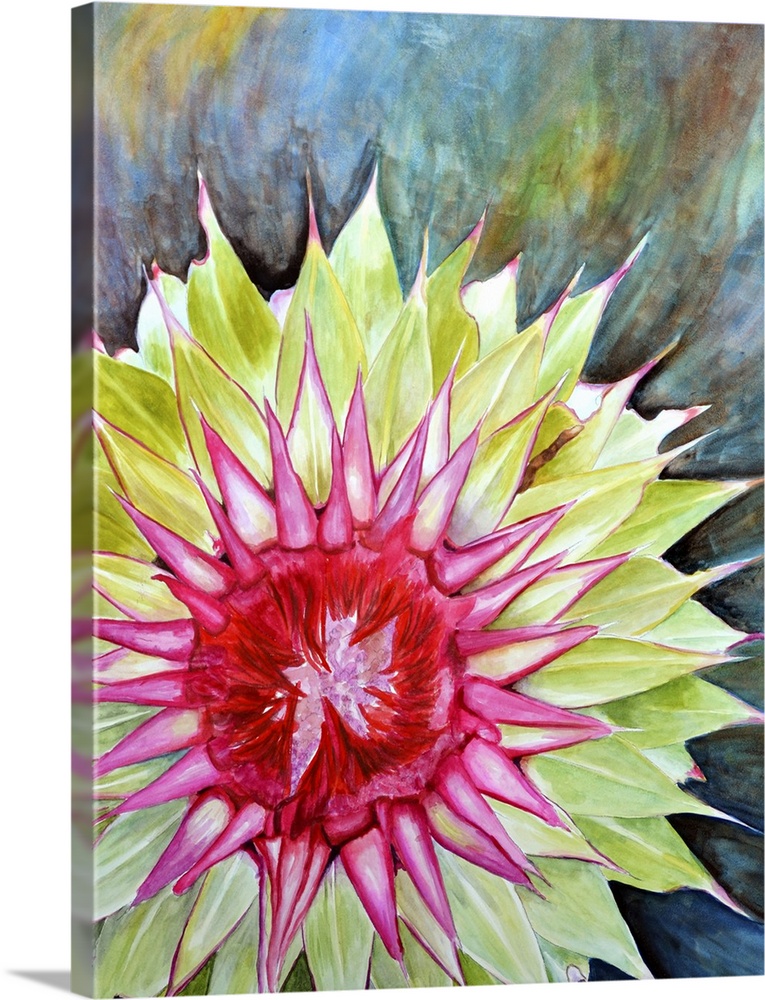 Contemporary painting of a thistle flower.