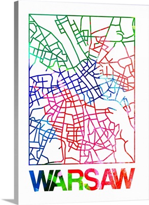 Warsaw Watercolor Street Map