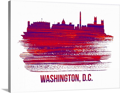 Washington, D.C. Skyline Brush Stroke Red