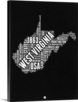 West Virginia Black and White Map
