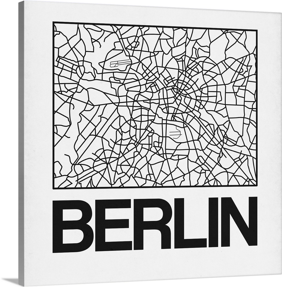 Contemporary minimalist art map of the city streets of Berlin.