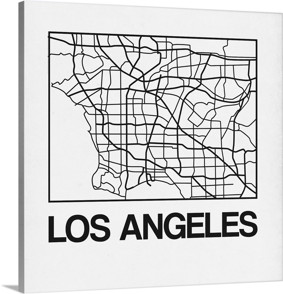 Contemporary minimalist art map of the city streets of Los Angeles.
