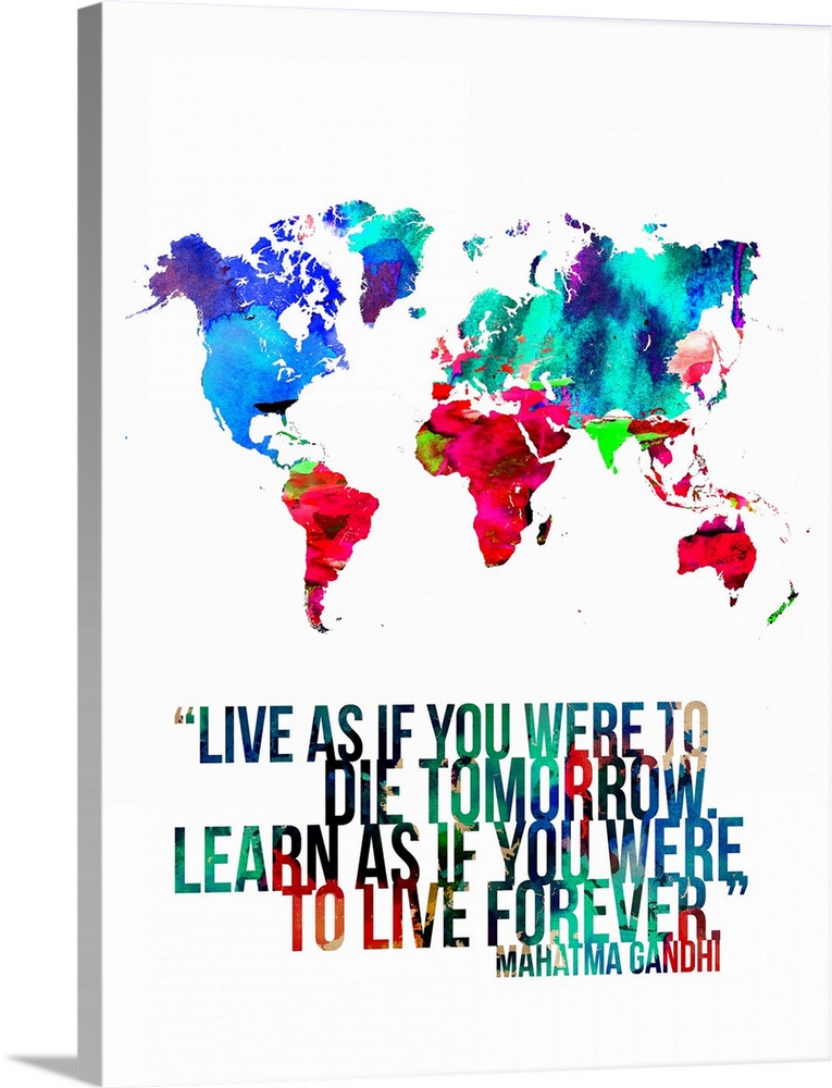 World Map Quote - Mahatma Gandhi