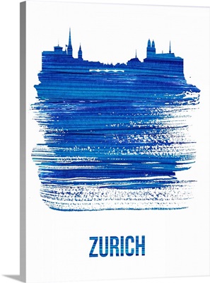 Zurich Skyline Brush Stroke Blue
