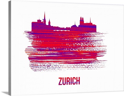Zurich Skyline Brush Stroke Red