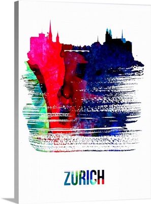 Zurich Skyline Brush Stroke Watercolor