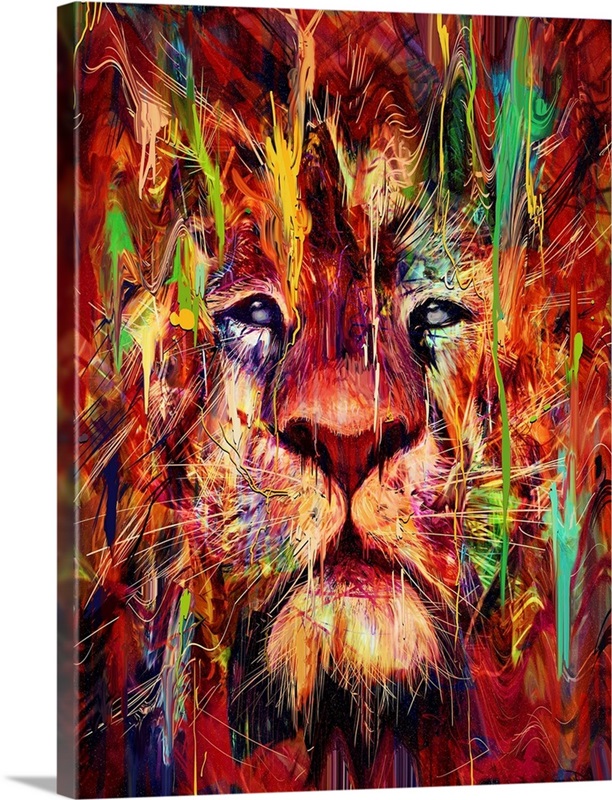 Lion Red Wall Art, Canvas Prints, Framed Prints, Wall Peels Great