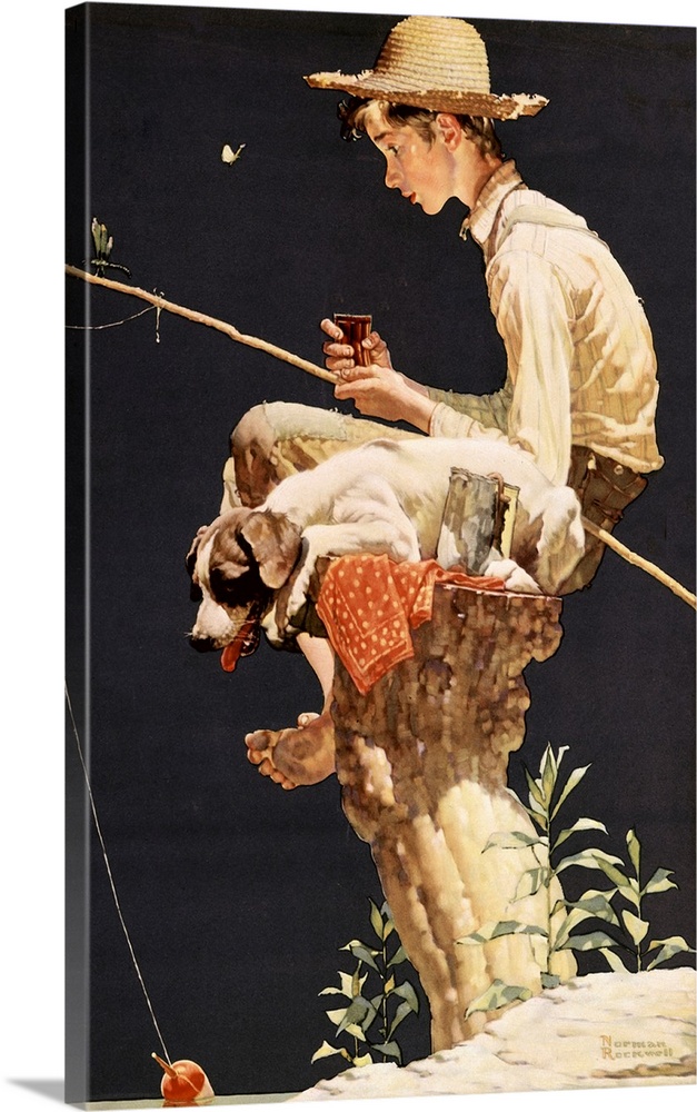 Boy With Coke, Fishing Wall Art, Canvas Prints, Framed Prints