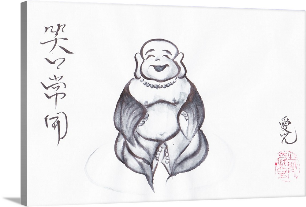 Sumi painting of Budai, the Laughing Buddha.