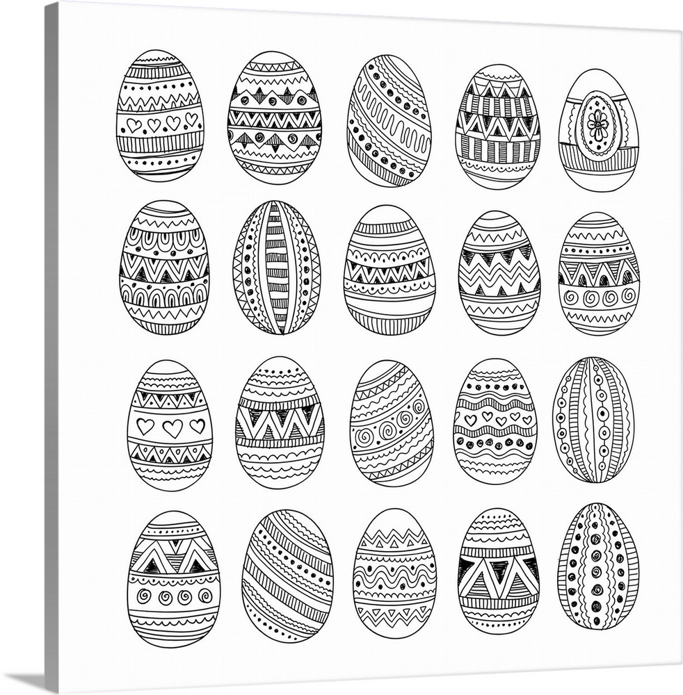 A collection of Easter Eggs with different patterns and designs.