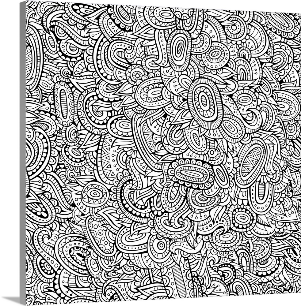 Abstract pattern made of several circles and swirls. Perfect for Coloring Canvas.