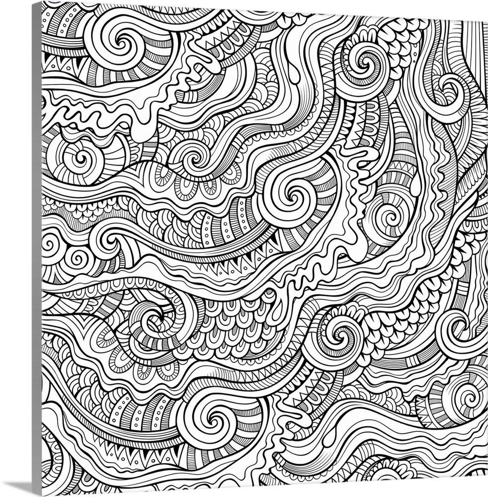 Abstract pattern of waves and swirls with intricate designs. Perfect for Coloring Canvas.