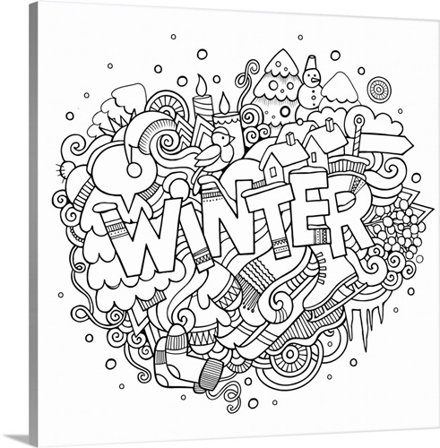 Winter Chalkboard | Large Solid-Faced Canvas Wall Art Print | Great Big Canvas