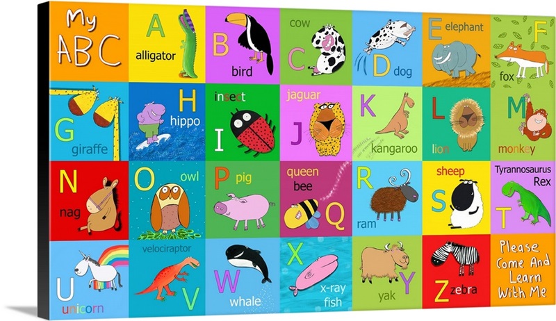 Animal Alphabet Poster on Archival Fine Art Paper or Canvas - Dera Design