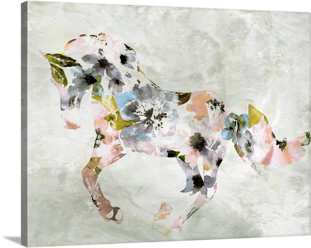 Colorful Abstract Floral Horse