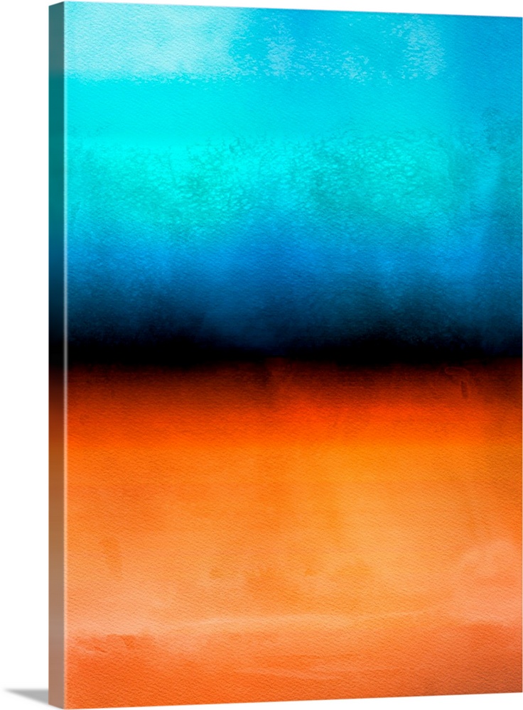Abstract art of horizontal bands of tropical colors blending together.