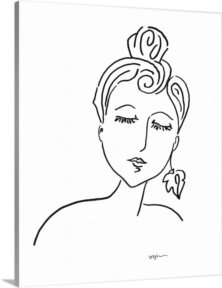 In this contemporary Line Drawing done in ink, my goal was to Depict a Femaleos face, shoulders, and earring, with a minim...