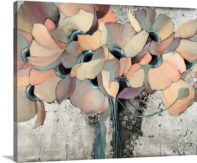 Pastel Flowers With Silver Leaf
