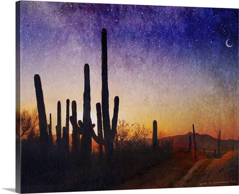 Saguaro Sunset Blue | Great Big Canvas