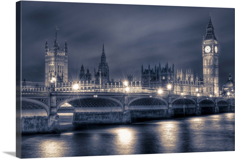 A photograph of the Houses of Parliament with Big Ben in London.