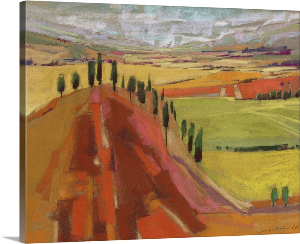 Contemporary painting of an endless landscape in the countryside.