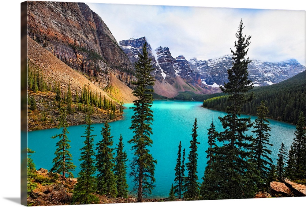 High Angle View of an Alpine Lake, Moraine Lake, Valley of the Ten Peaks, Alberta, Canada