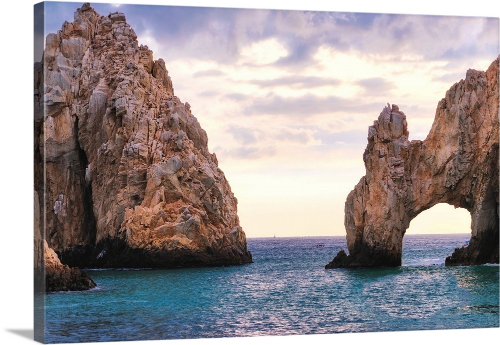 View of the Arch of Cabo San Lucas in late afternoon light, Baja California Sur, Mexico.