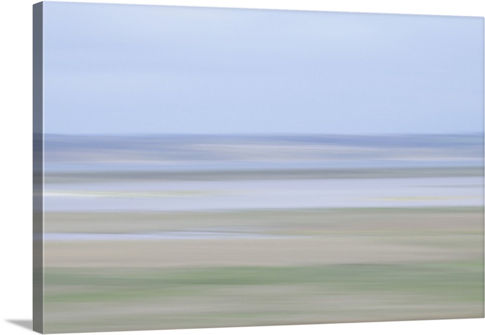 Artistically blurred photo. Early morning view of nature reserve Agger Tange, south of the town of Agger at the North Sea ...