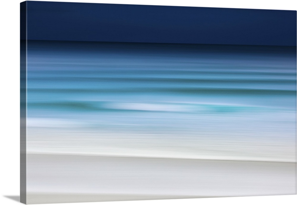 Minimalist navy blue and teal beach abstract of the water on the Isle of Lewis.