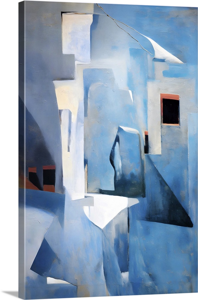 Abstract, geometric image inspired by pictures of Morocco's blue city, Chefchaouen. This image in reality is a closeup of ...