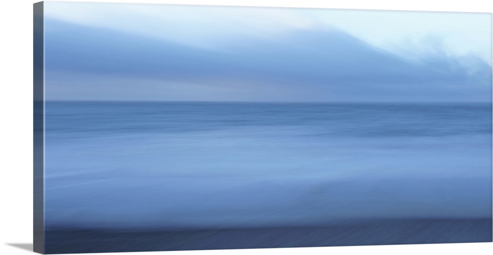 Artistically blurred photo. Winter view on a windy day of the North Sea, North Jutland, Denmark.