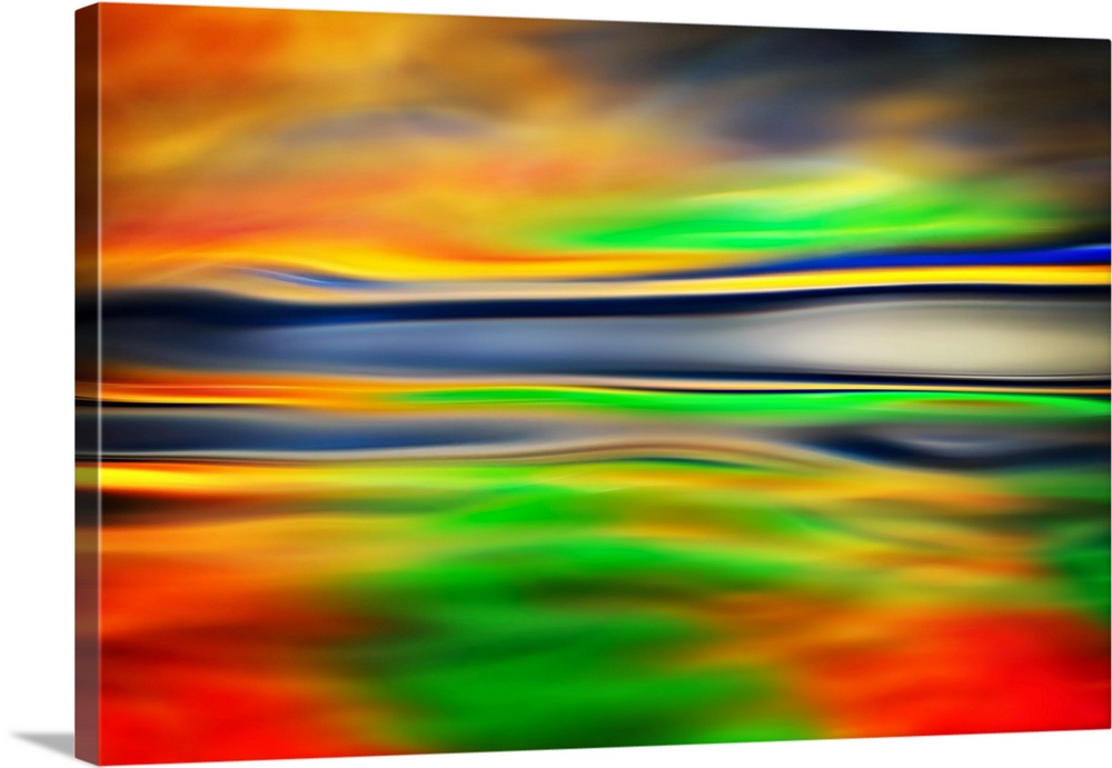 Abstract artwork of flowing bright colors that have been blended to create subtle ripples.