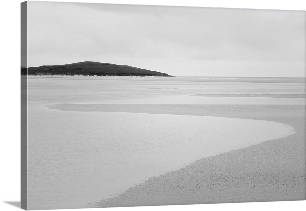 Black and white photograph of Luskentyre sands in Scotland.