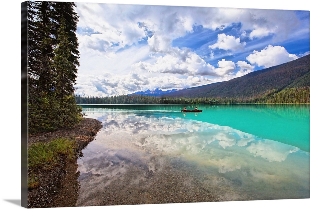 Clouds Reflected in a Tranquil Lake, Emerald Lake, Yoho National Park, British Columbia, Canada