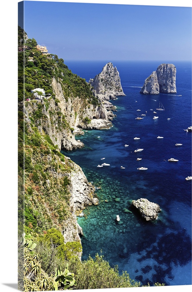 Capri Coastline with the Rocks of Faraglioni, Campania, Italy.