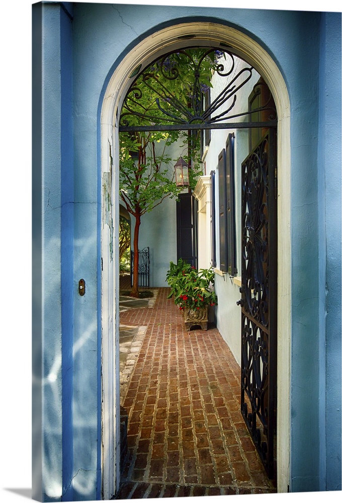 Open Wrought Iron Door to a Historic House, Charleston, South Carolina