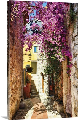 Charming Narrow Medieval Street In Eze Village, France