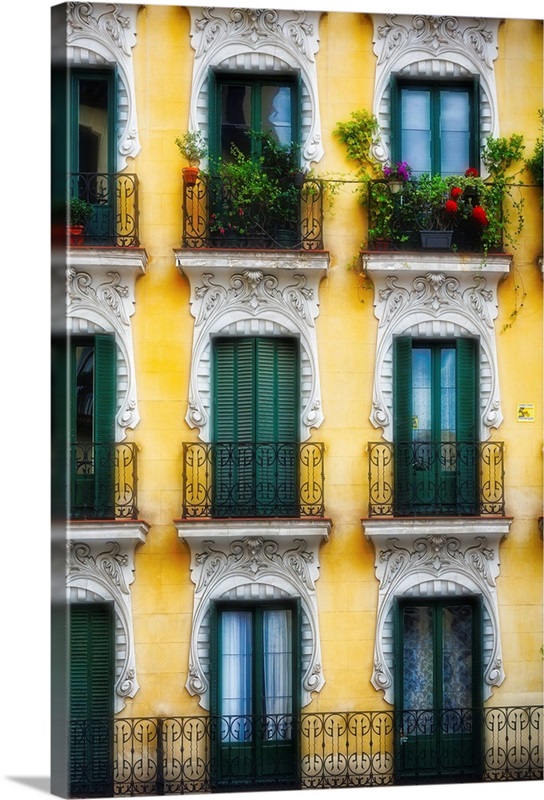 Colorful Balconies in Madrid, Spain Wall Art, Canvas Prints, Framed