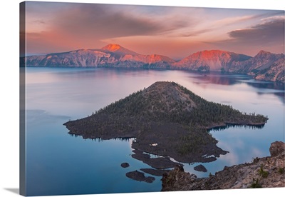 Crater Lake In Sunset