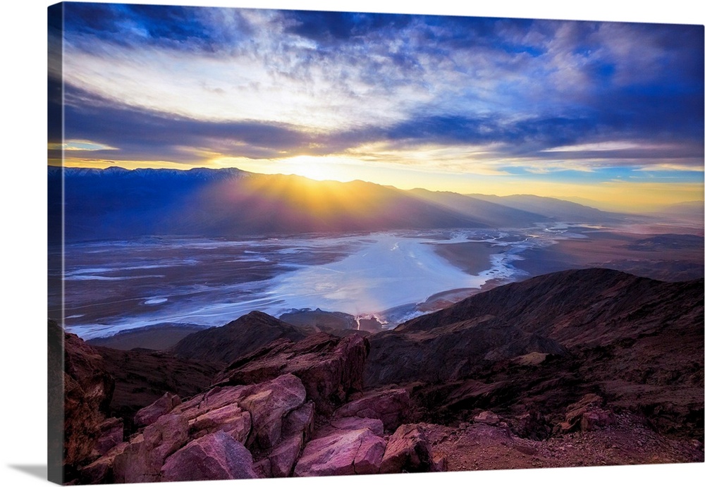 Dramatic Sunset Panorama of Death Valley as Viewed from Dante's Point, California