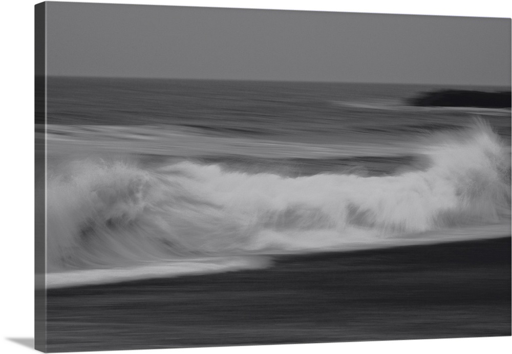 Artistically blurred photo. Stormy wind over the sea, early in the evening on a cloudy and cold winter day.