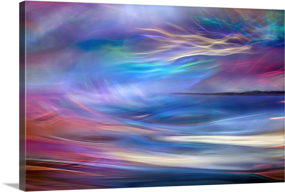 Abstract photograph using time lapsed photography techniques creating indistinct light trails blending together into beaut...